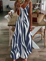  Ombre Print V Neck Maxi Dress
