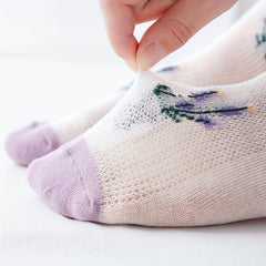 5 Pairs Floral Print Socks Comfy & Breathable Mid Tube Socks Women's Stockings