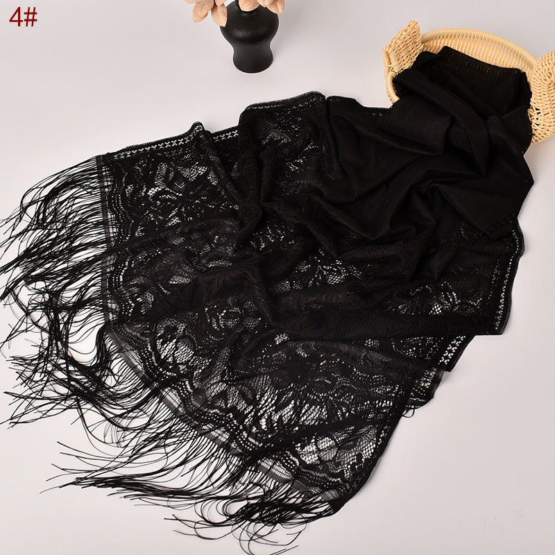 Lace Tassel Lily Scarf Solid Headband Women's Shawl