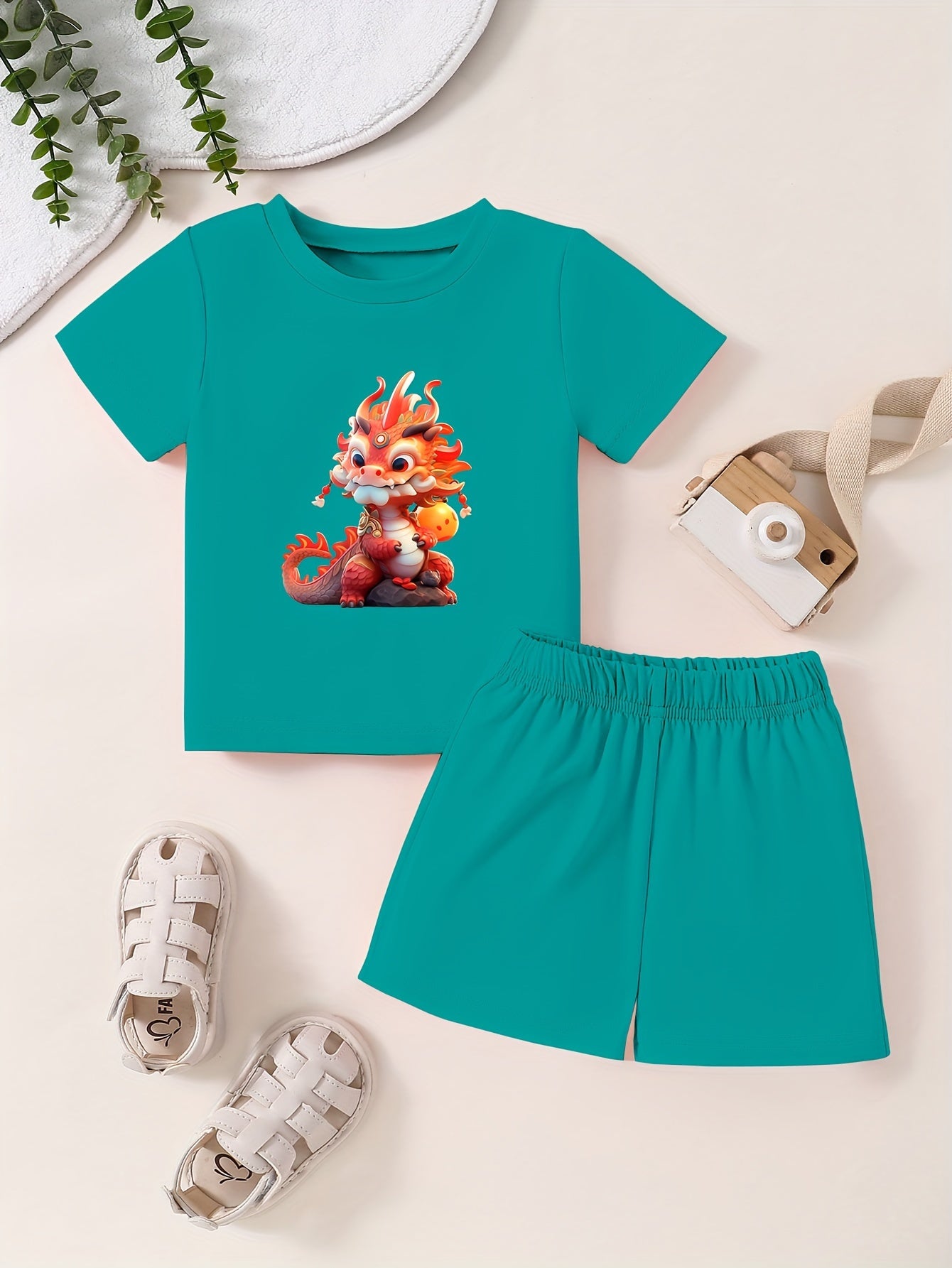 Toddler Cartoon Pattern T-shirt & Shorts Set