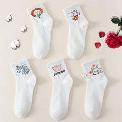 5 Pairs Cartoon Print Socks for Women