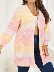  Rainbow Ombre Print Knit Cardigan