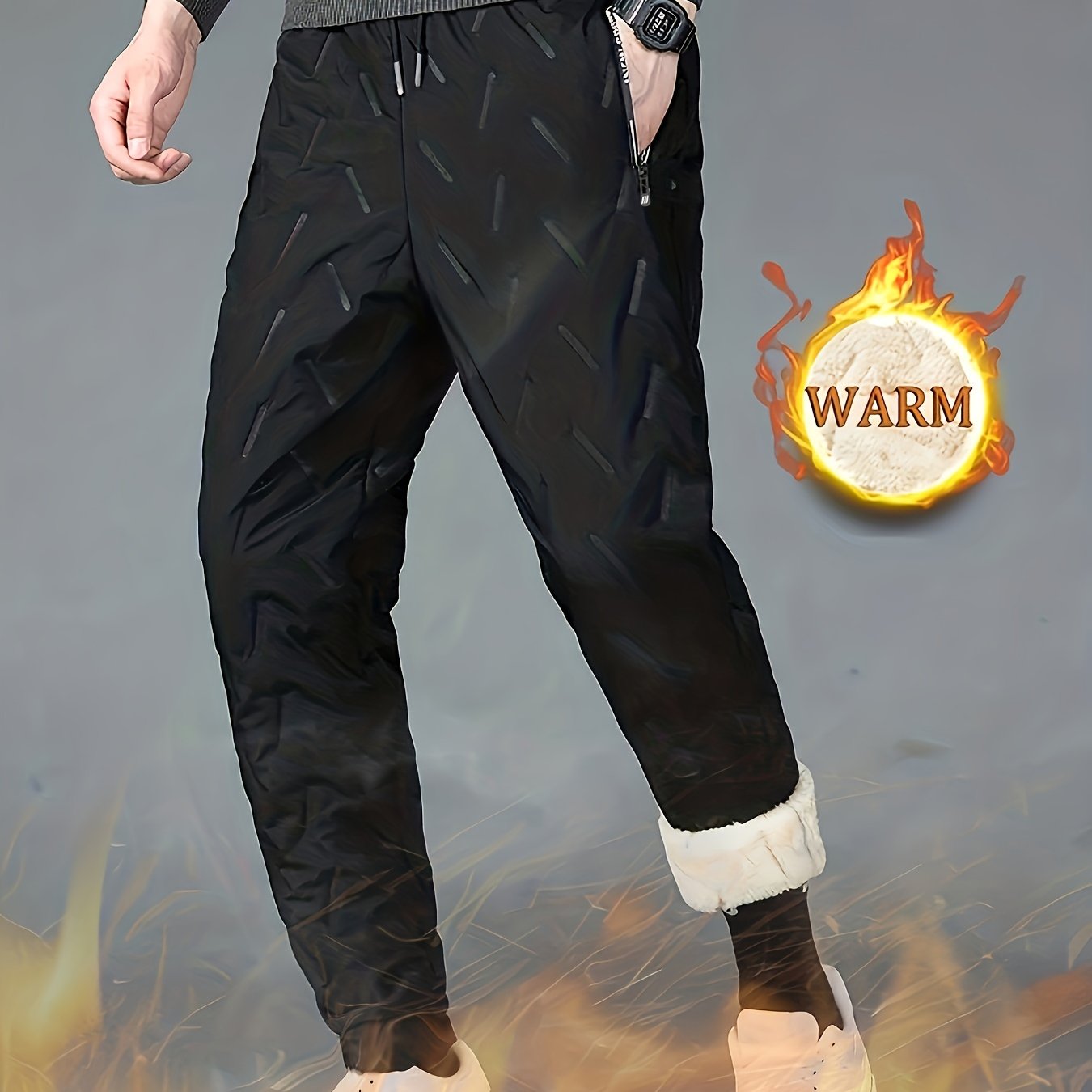 Men's Thermal Fleece Pants Warm Joggers For Winter Outdoor