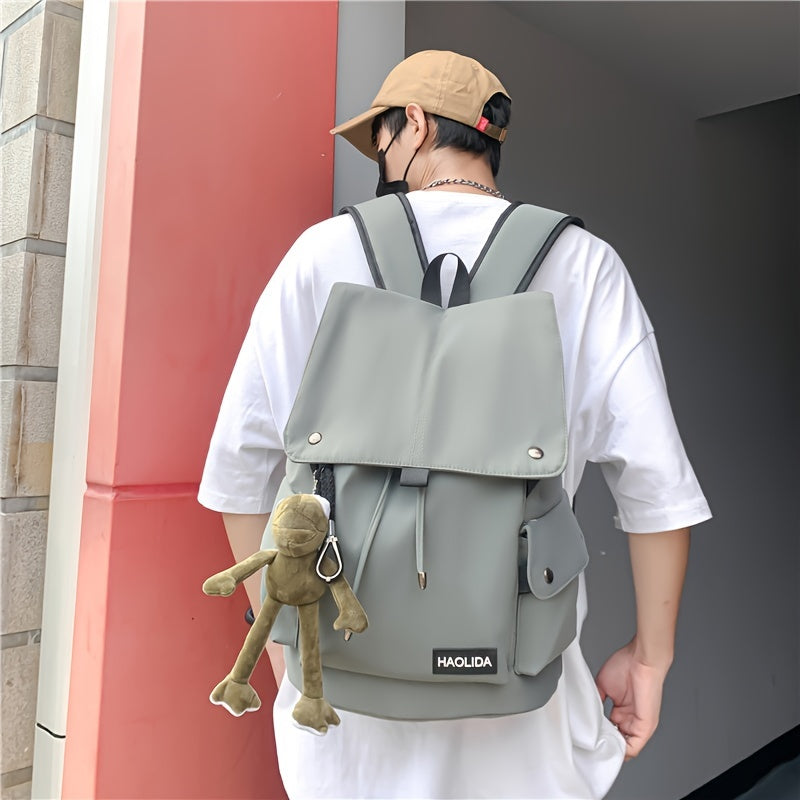 Casual Flap Backpack Drawstring School Bag Nylon Outdoor Travel Daypack