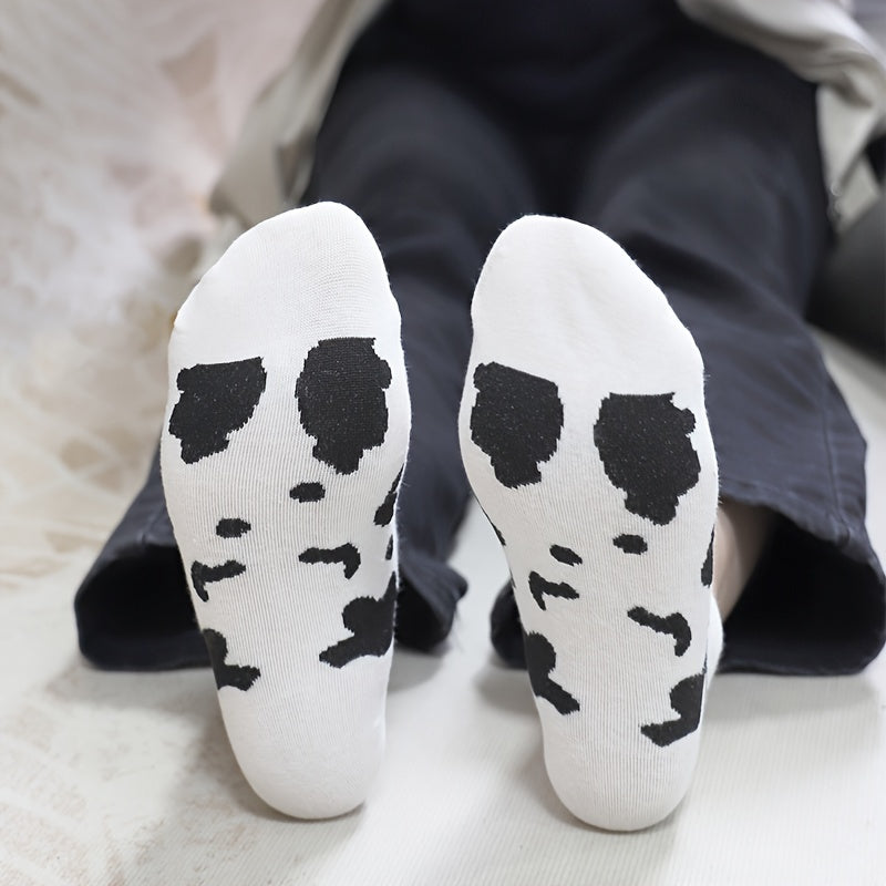 10 Pairs Cute Cartoon Cow Print Ankle Socks for Women