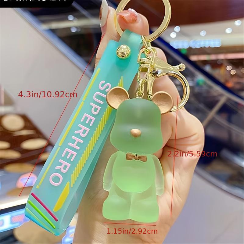 Acrylic Bear Keychain Transparent Frosted Bowknot Bear Keychain
