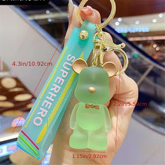 Acrylic Bear Keychain Transparent Frosted Bowknot Bear Keychain
