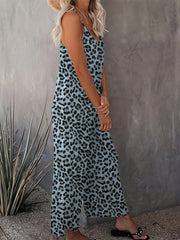  Leopard Print Cami Jumpsuit with Pockets