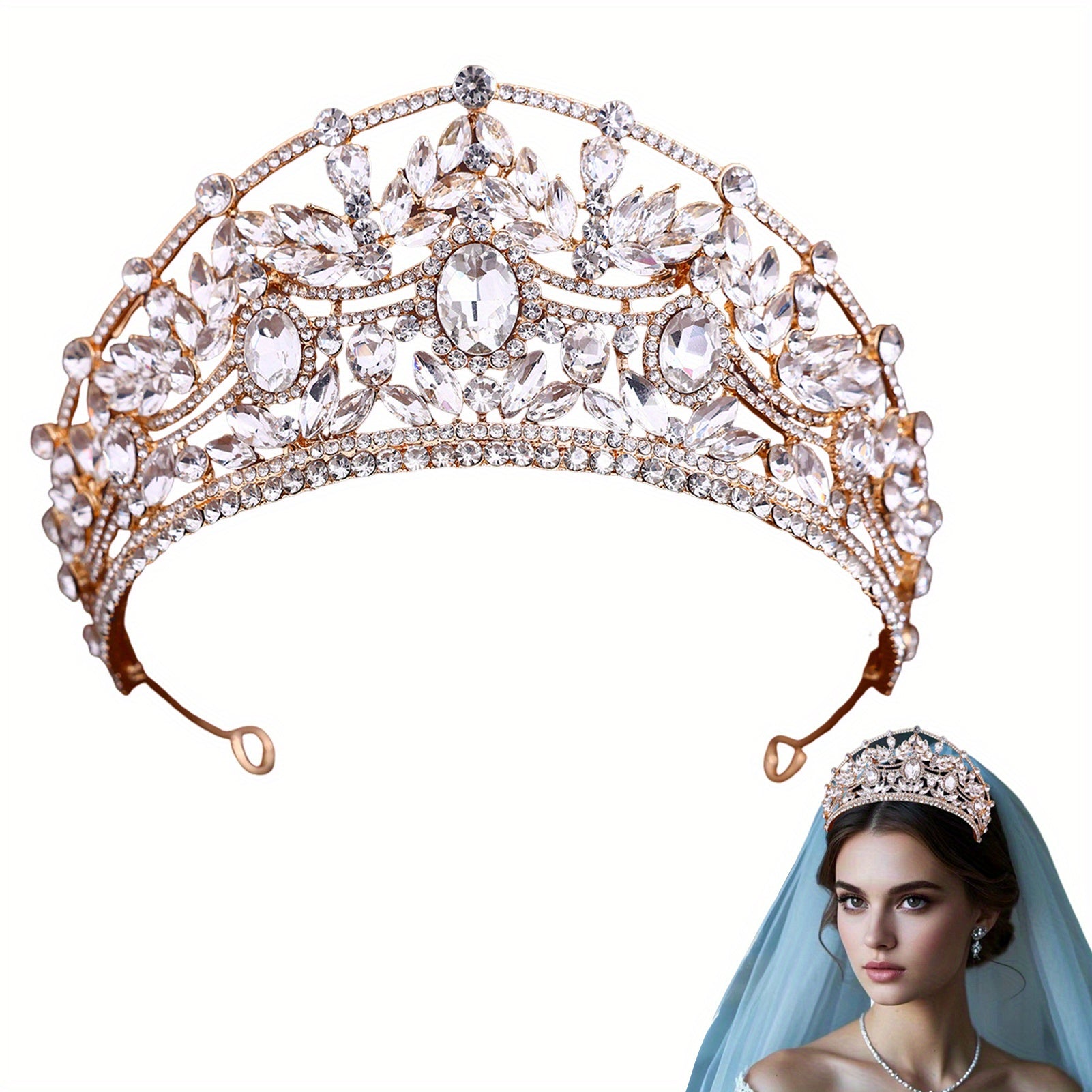 Sparkling Princess Tiara Crown Rhinestone Bridal Headpiece Hand Wash