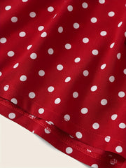  Polka Dot Print Elastic Shorts With Belt
