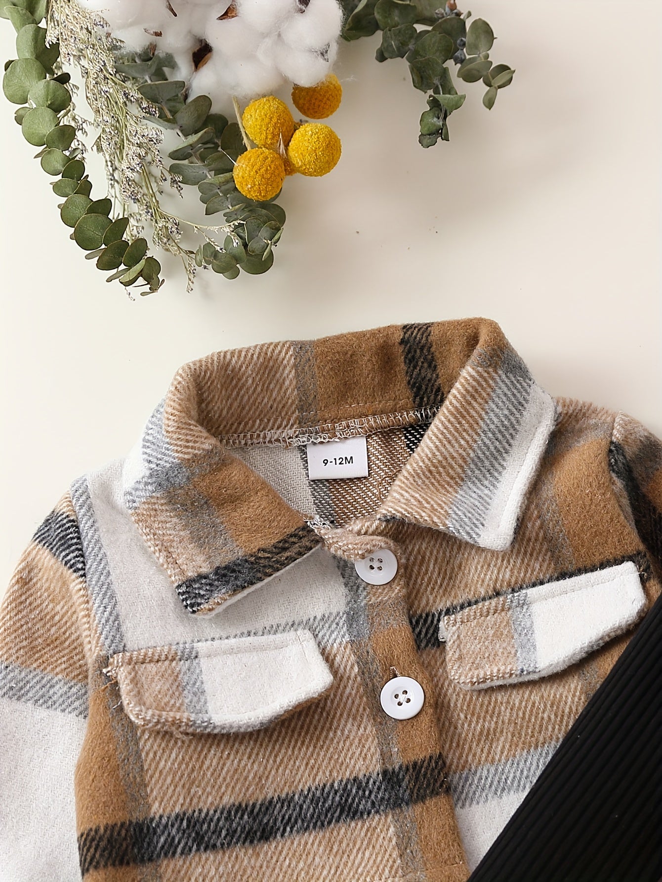 Baby Girls Preppy Style Plaid Long Sleeve Dress Set