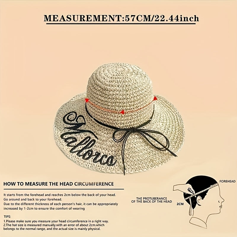 Vintage Letter Embroidery Sun Hat Straw Hats for Women