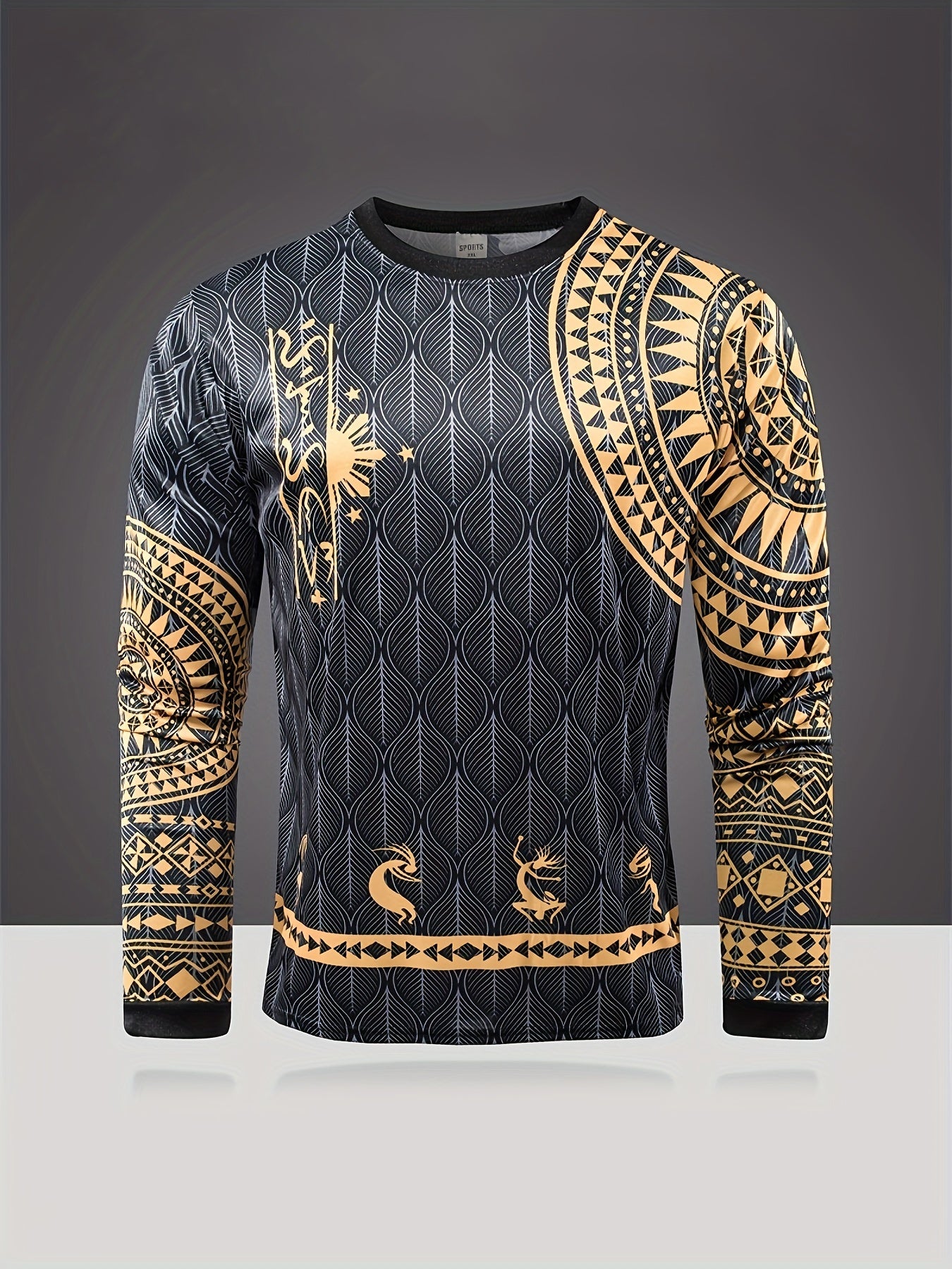 Men's Geometric Pattern Shirt Long Sleeve Top
