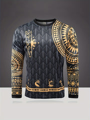 Men's Geometric Pattern Shirt Long Sleeve Top