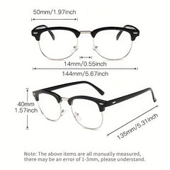 Half Rimless Clear Lens Eyeglasses Vintage Classic Light Blocking Eyeglasses
