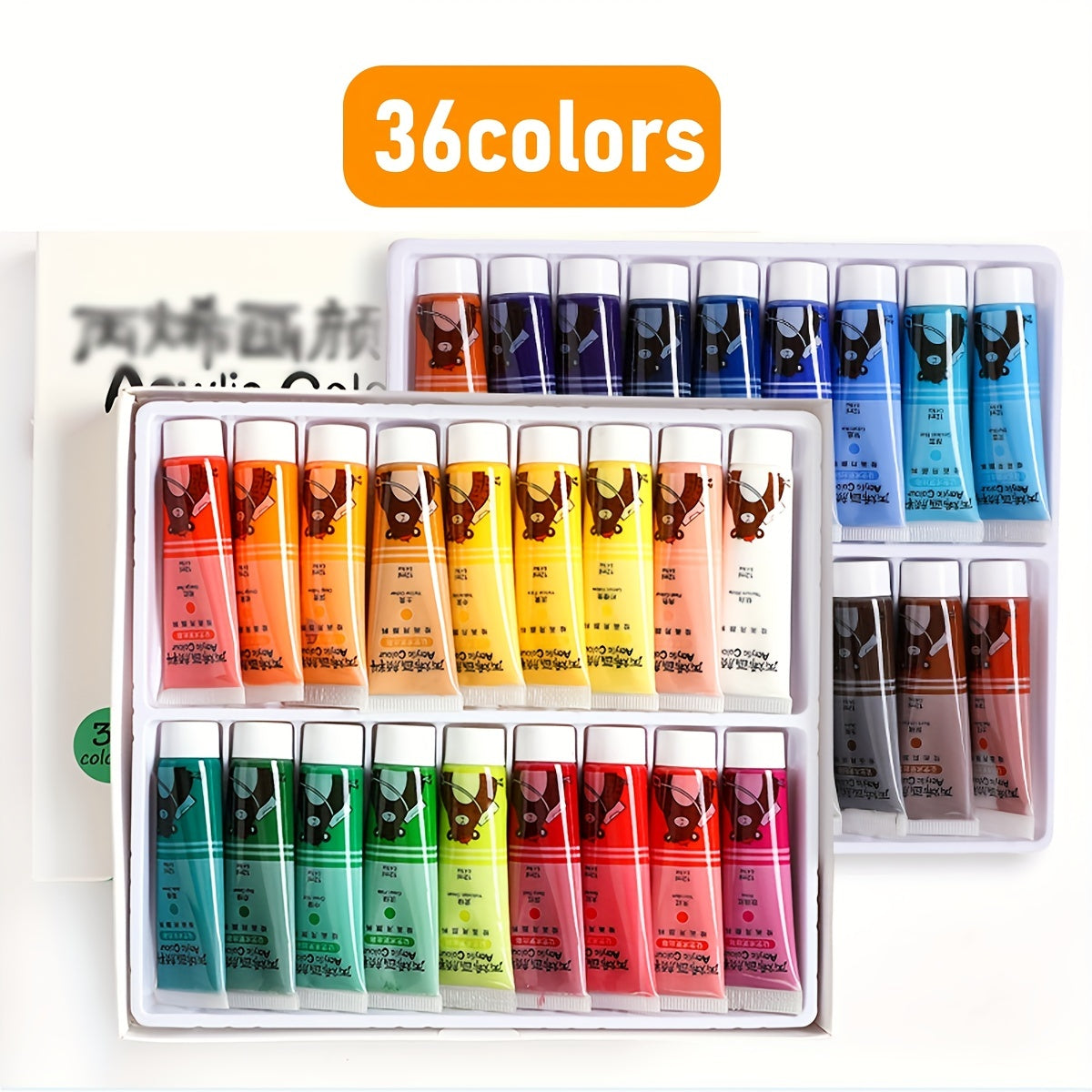 36 Colors Acrylic Paint Set Watercolor Pigments Kit for Art Beginners
