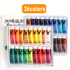 36 Colors Acrylic Paint Set Watercolor Pigments Kit for Art Beginners