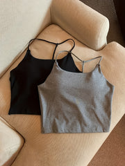 2pcs Girl's Solid Cami Top Padded Undershirts for Teens 13-20 Years Old