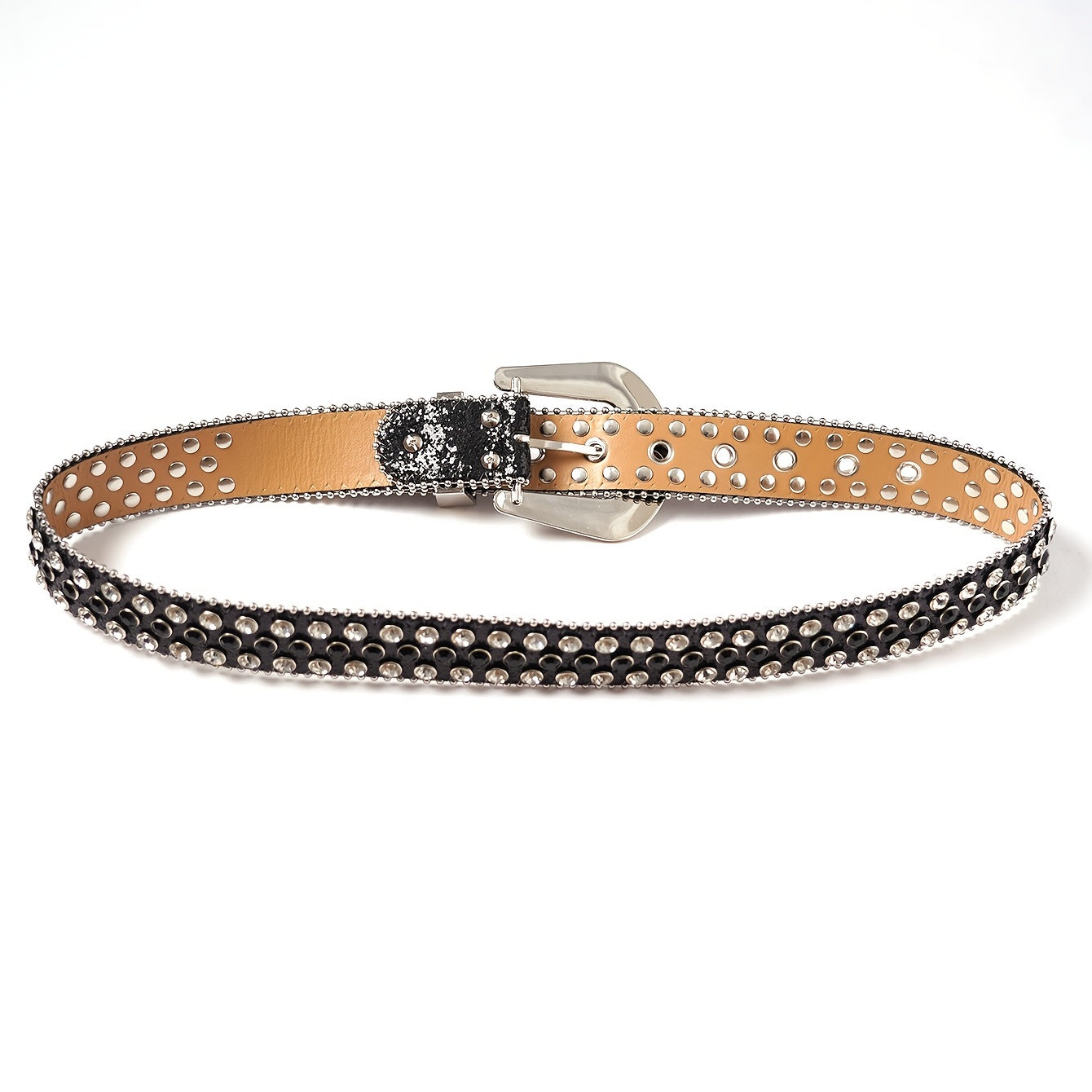 Rhinestone Rivet Punk Skull Head Unisex Western Cowboy Cowgirl Belt Bling