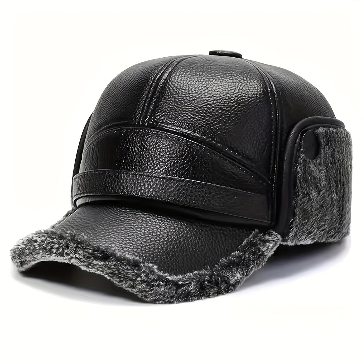 Faux Leather Winter Hats For Men Women Sport Warm Baseball Cap