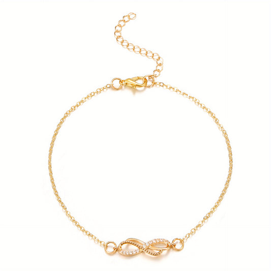 Infinity 8 Character Chain Anklet 18K Plated Zinc Alloy