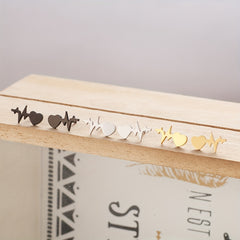 Heartbeat Steel Earrings 3 Colors 18k Plated Stud Women's Jewelry