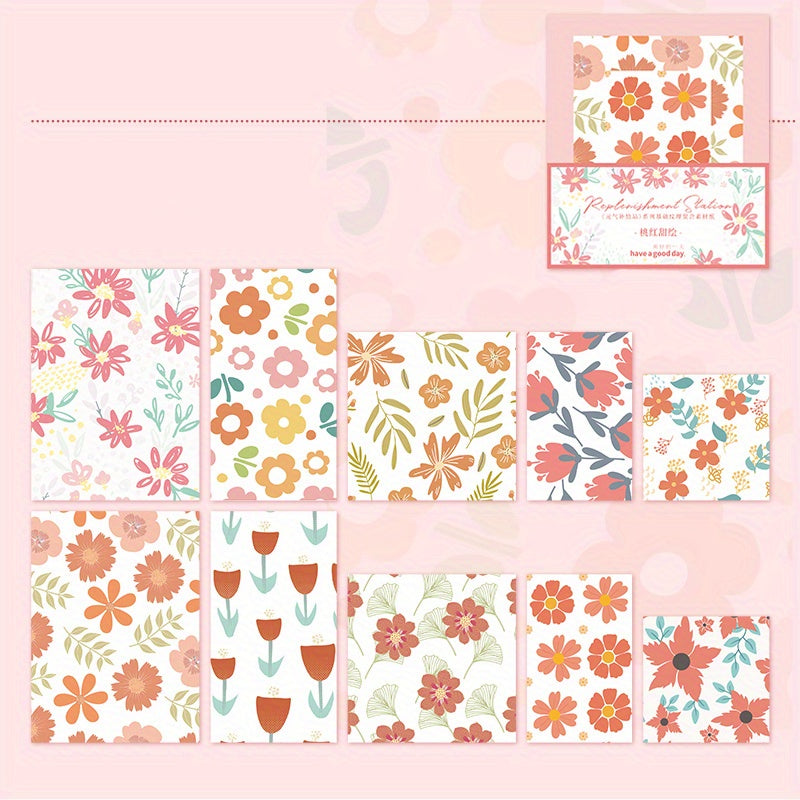 30Pcs Vintage Floral Background Art Craft Paper
