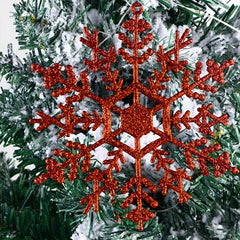 9pcs Snowflake Christmas Tree Decoration Red Pendant Party Supply