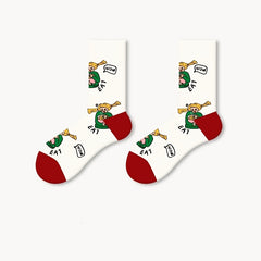 5 Pairs Harajuku Mid Tube Socks Funny Pattern Women's Stockings