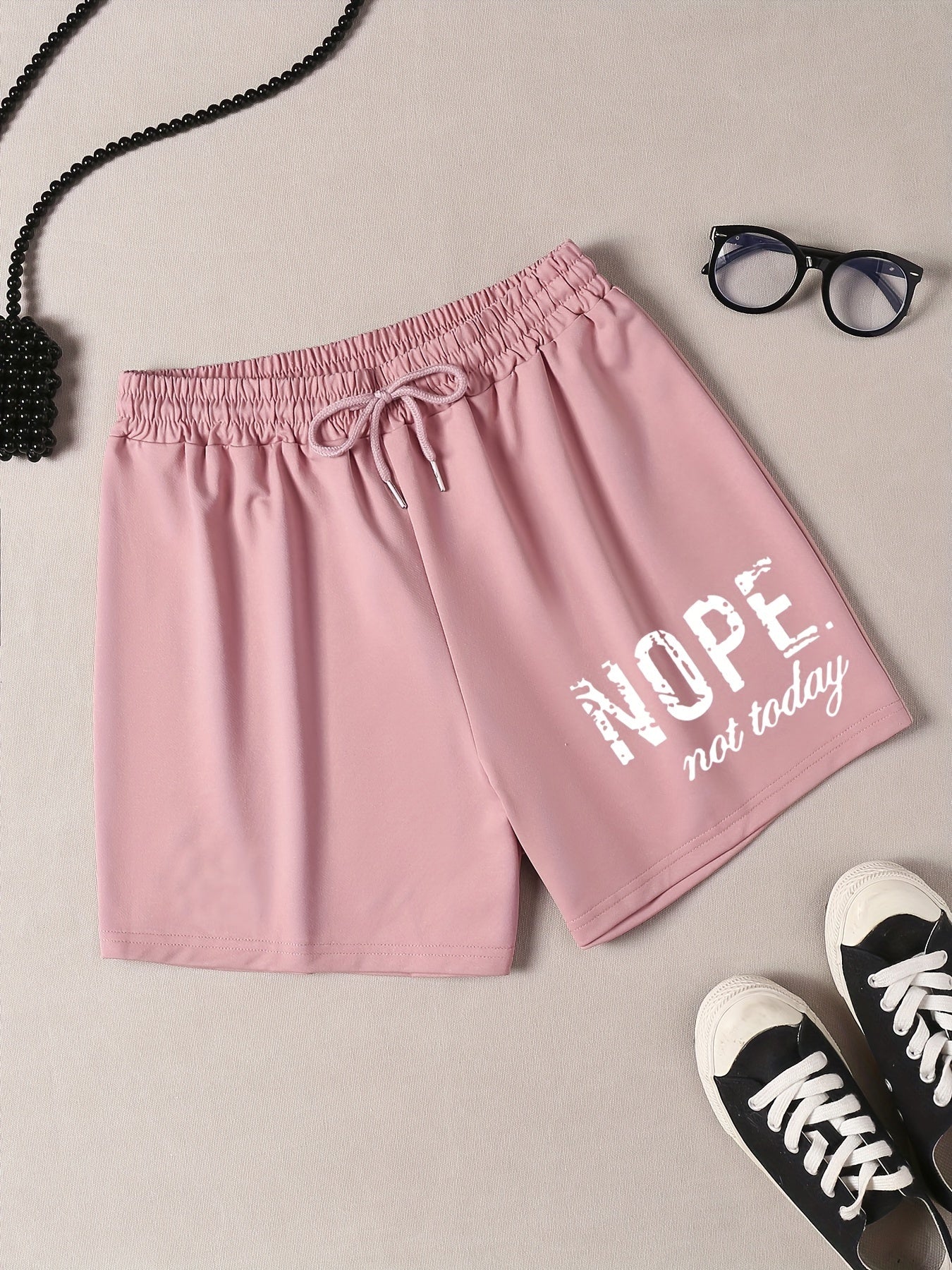  Slogan Print Home Wear Shorts