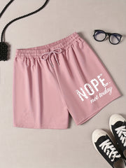  Slogan Print Home Wear Shorts