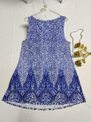  Colorblock Damask Print Tank Dress with Cut Out Ring Detail