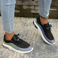 Women's Colorblock Sneakers Low Top Lace Up Walking Shoes