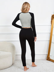 Colorblock Lounge Set Crew Neck Top & Pants Women's Loungewear
