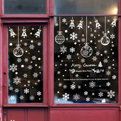 6pcs Christmas Glass Window Stickers Snowflake Bells Holiday Decor