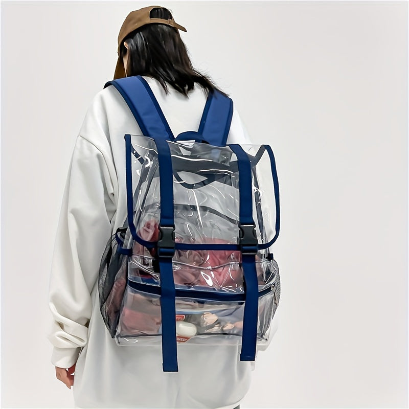 Large Capacity Transparent Backpack Travel Rucksack Stylish School Bag