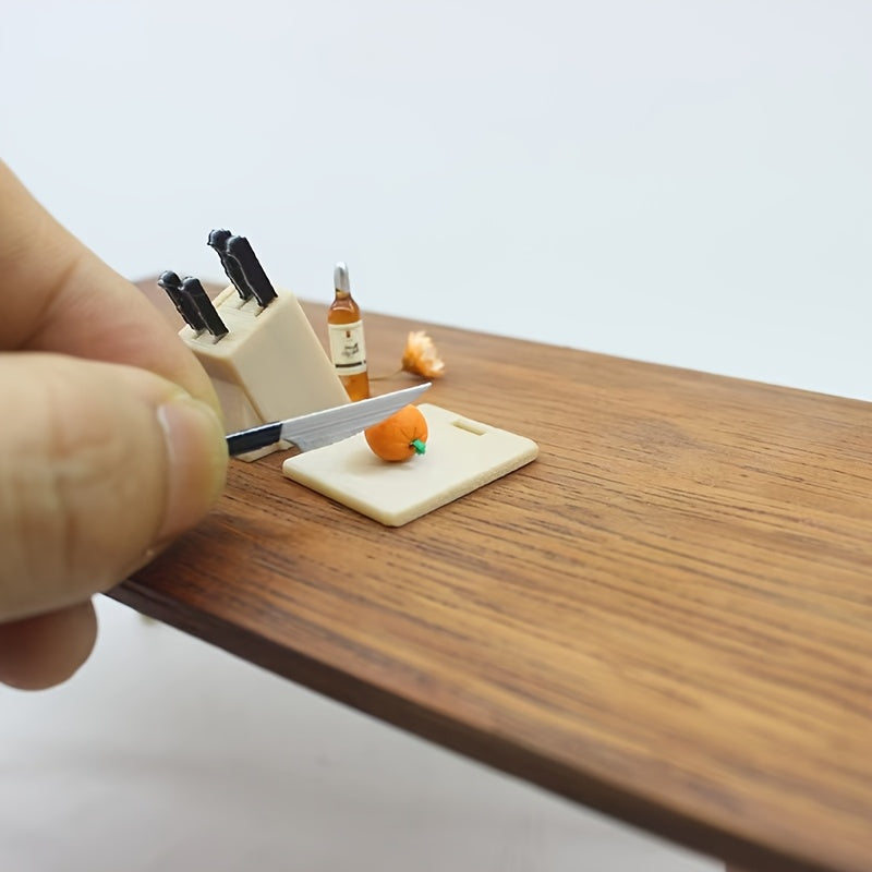 7pcs Dollhouse Accessories Model with Holder and Cutting Board