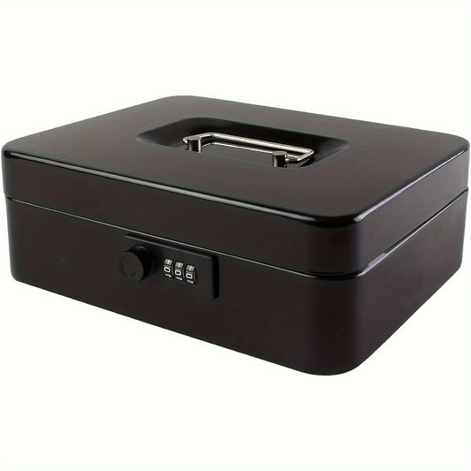 Large Metal Cash Box with Combination Lock Safe for Security 9.84 x 7.87 x 3.54
