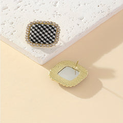 Square Plaid Stud Earrings Alloy Jewelry Daily Wear