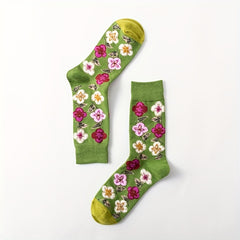 5 Pairs Floral Print Socks Women's Mid Tube Stockings