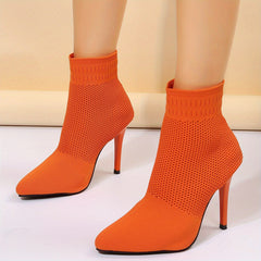 Women's Knit Stiletto Heels Point Toe Pumps Comfortable Dress Pumps