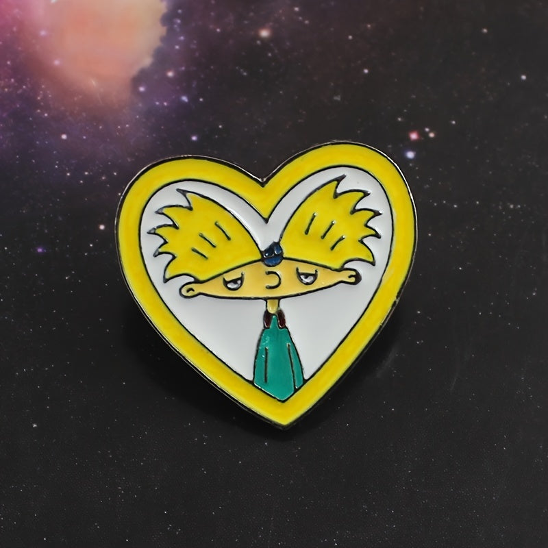 Heart Shaped Boy Brooch Cartoon Design