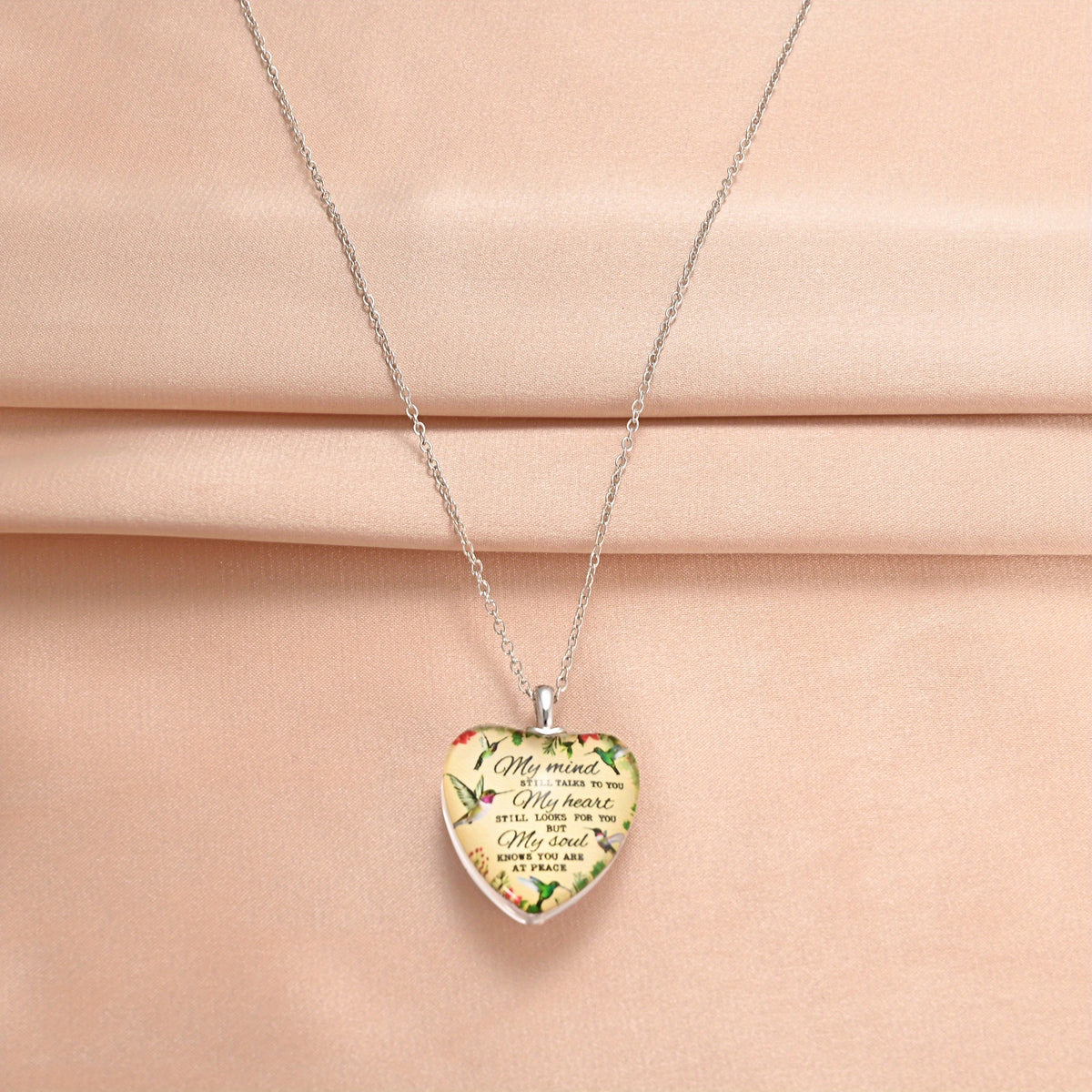 Love Heart Pendant Necklace With Bird Pattern Holiday Party Jewelry