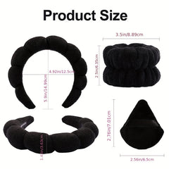 7 Pcs Spa Hair Accessories Headband Makeup Sponge Wristband for Women