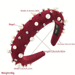 Faux Pearl Beading Knitted Headband