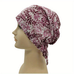 Leaf Print Triangle Turban Cap Cotton Bandana Women Casual Head Wrap