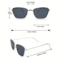 Square Metal Sunglasses UV400 Anti Glare for Men Women