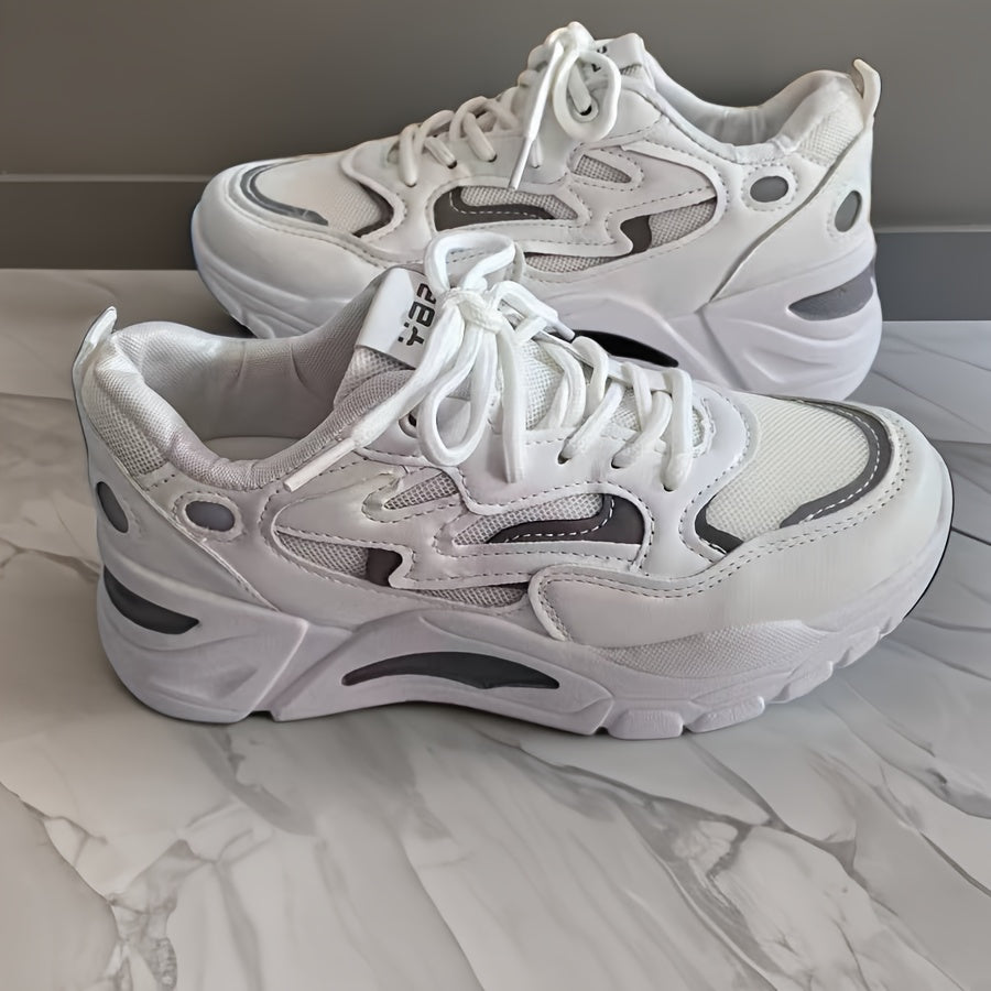 Women's Chunky Sneakers Block Faux Leather Casual Wear Resistance