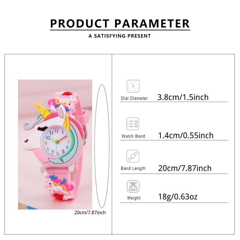 Pastel Rainbow Unicorn Watch for Girls, Silicone Strap, Analog, Quartz