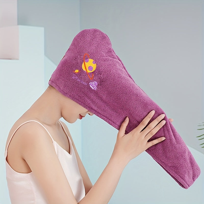 Embroidered Hair Towel Soft Hair Drying Cap Highly Absorbent Hair Wrap Towel